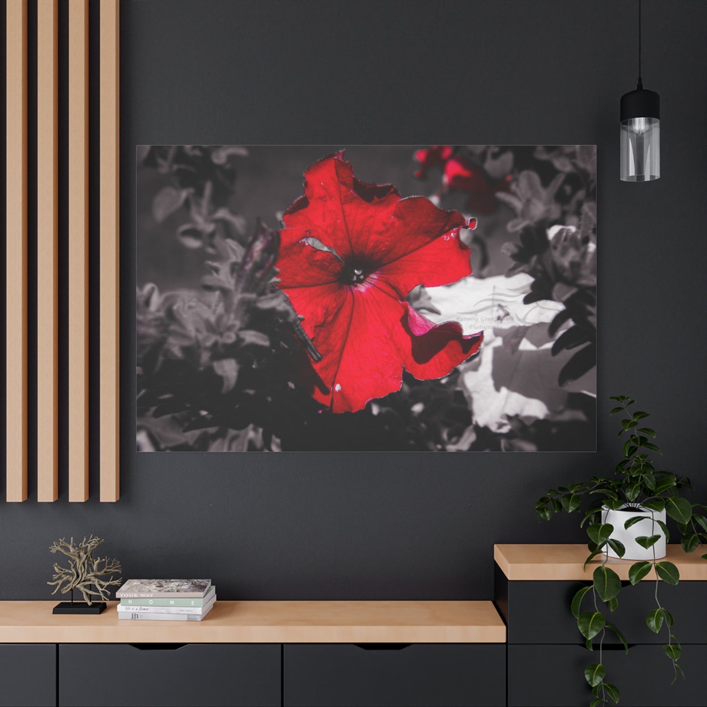 Black and Red Flower Canvas