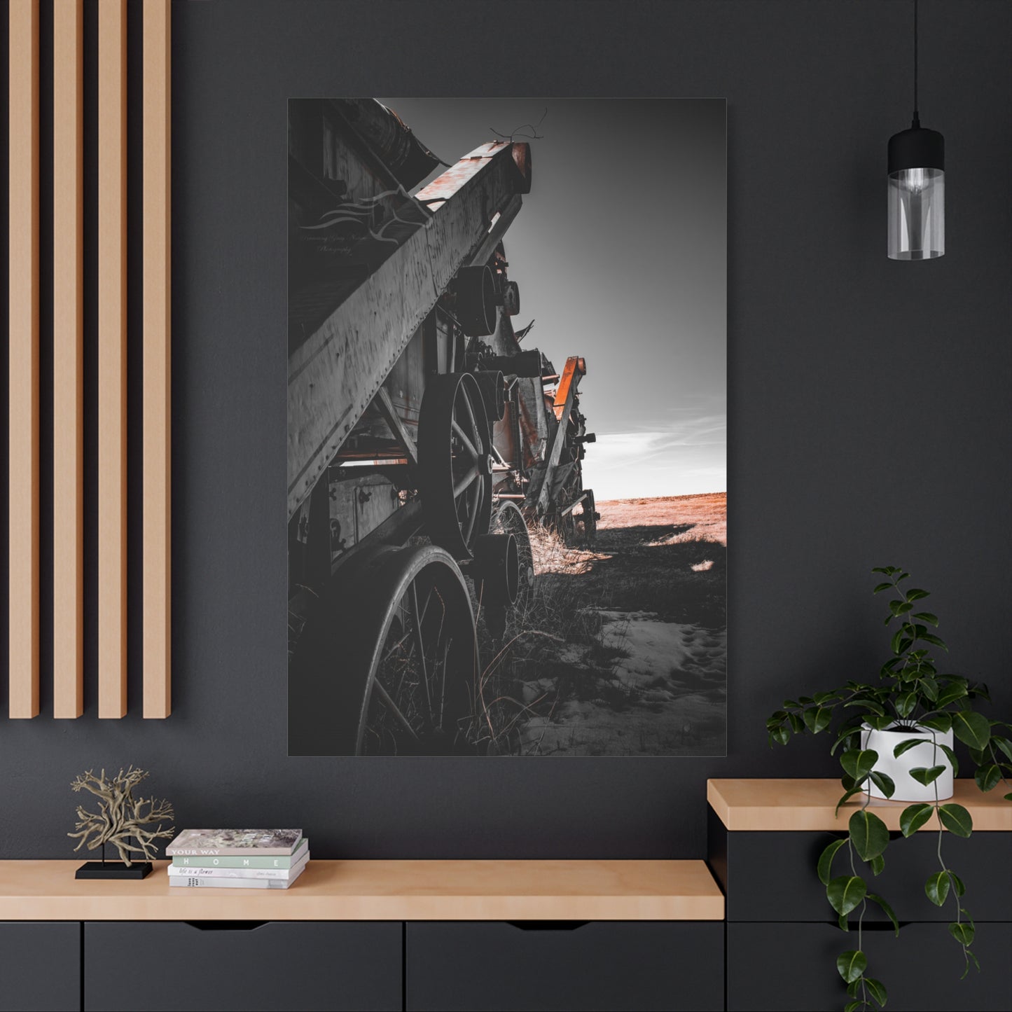 Black and Rusty Farm Equipment Canvas