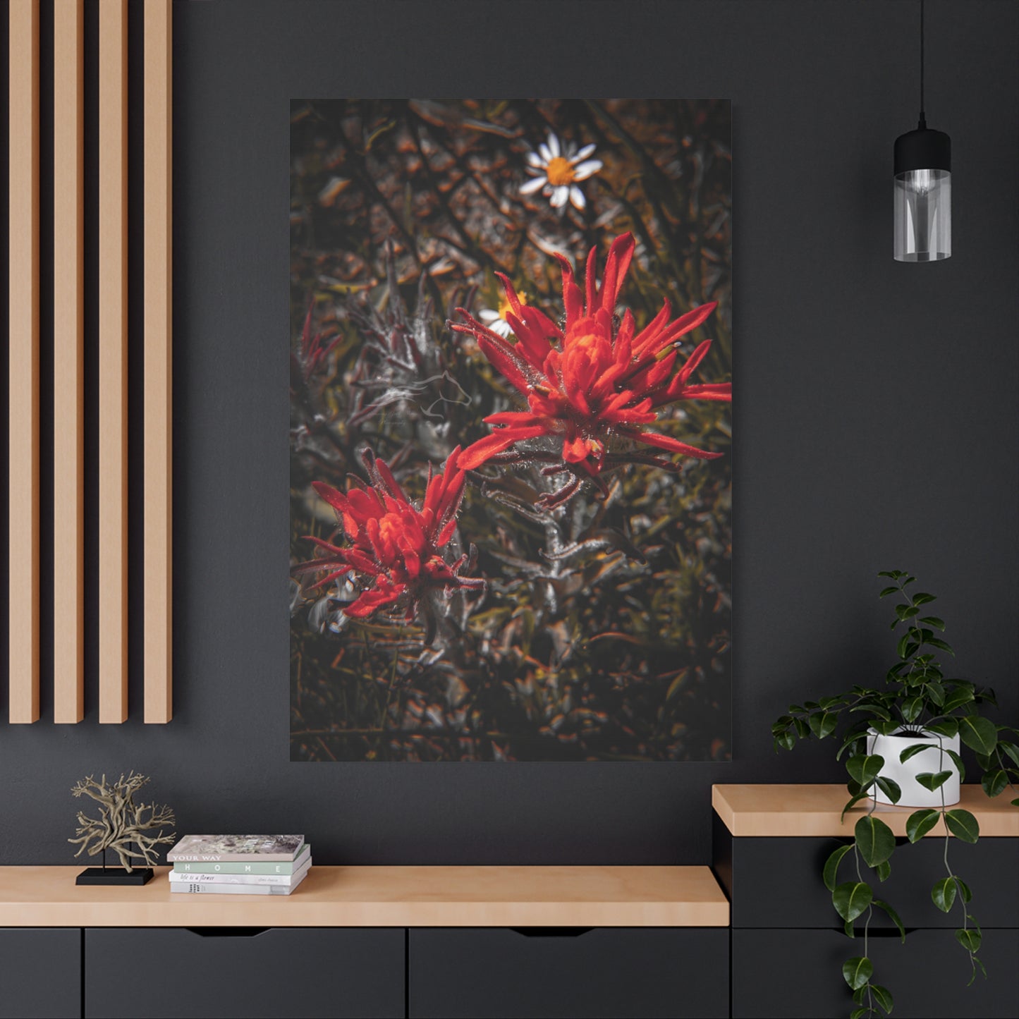 Black and Red Indian Paint Brush Canvas
