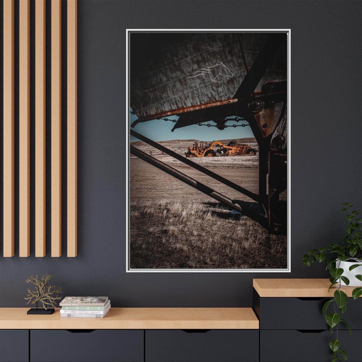 Rustic Yellow John Deer Framed Canvas