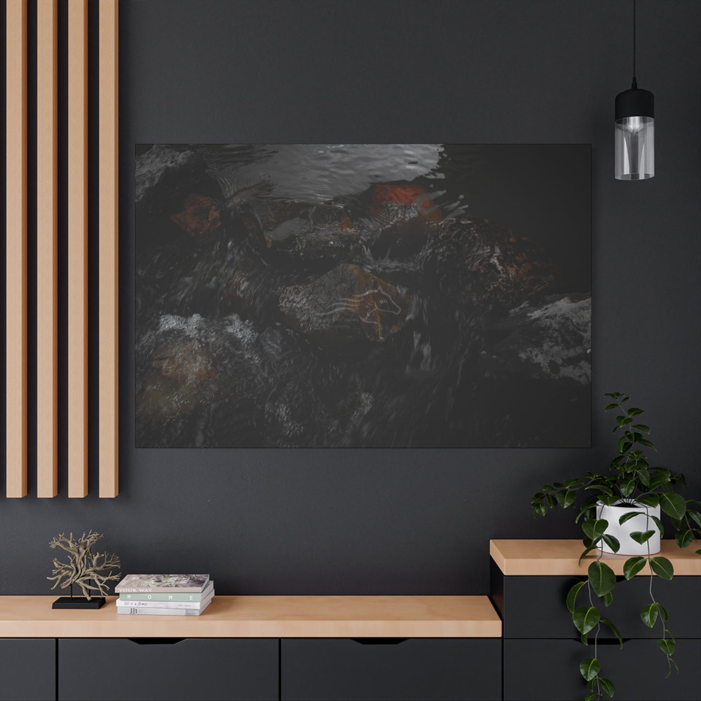 Dark Water Rocks Canvas