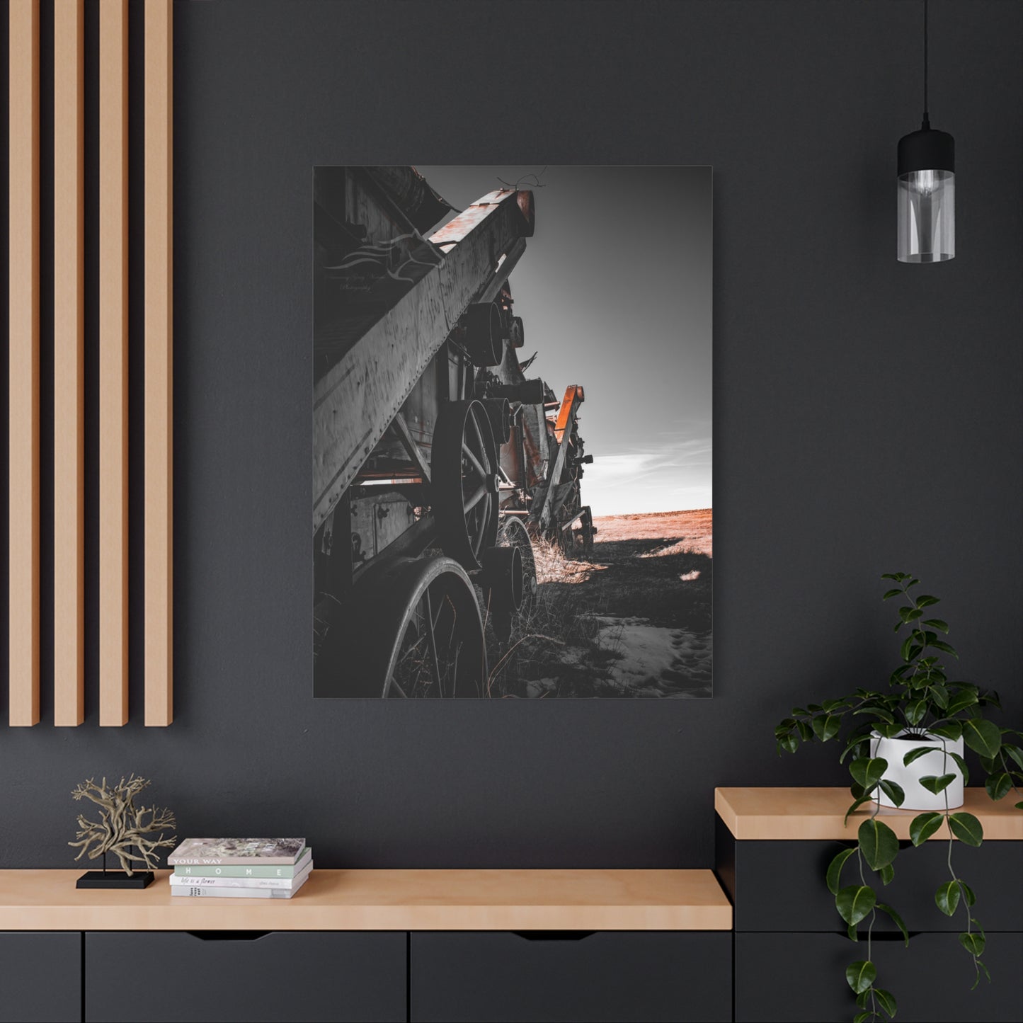 Black and Rusty Farm Equipment Canvas