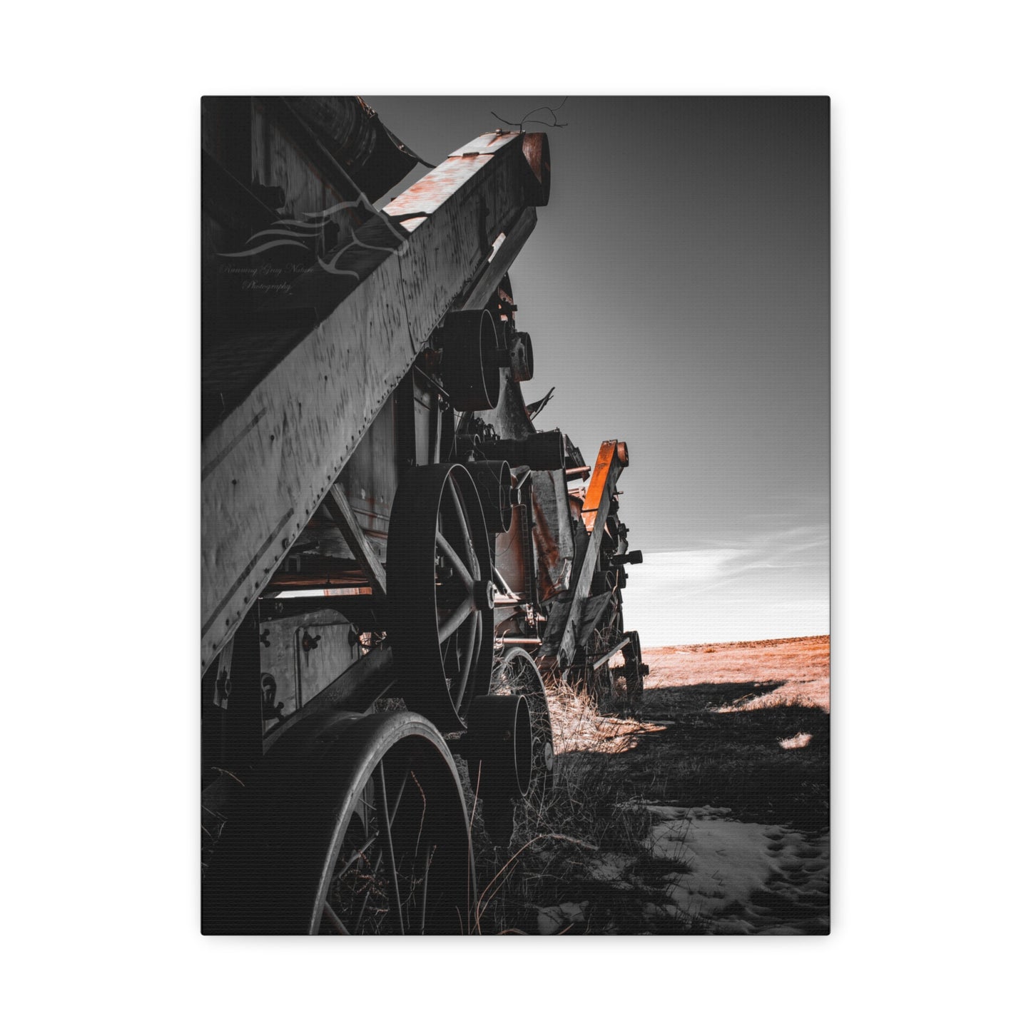 Black and Rusty Farm Equipment Canvas