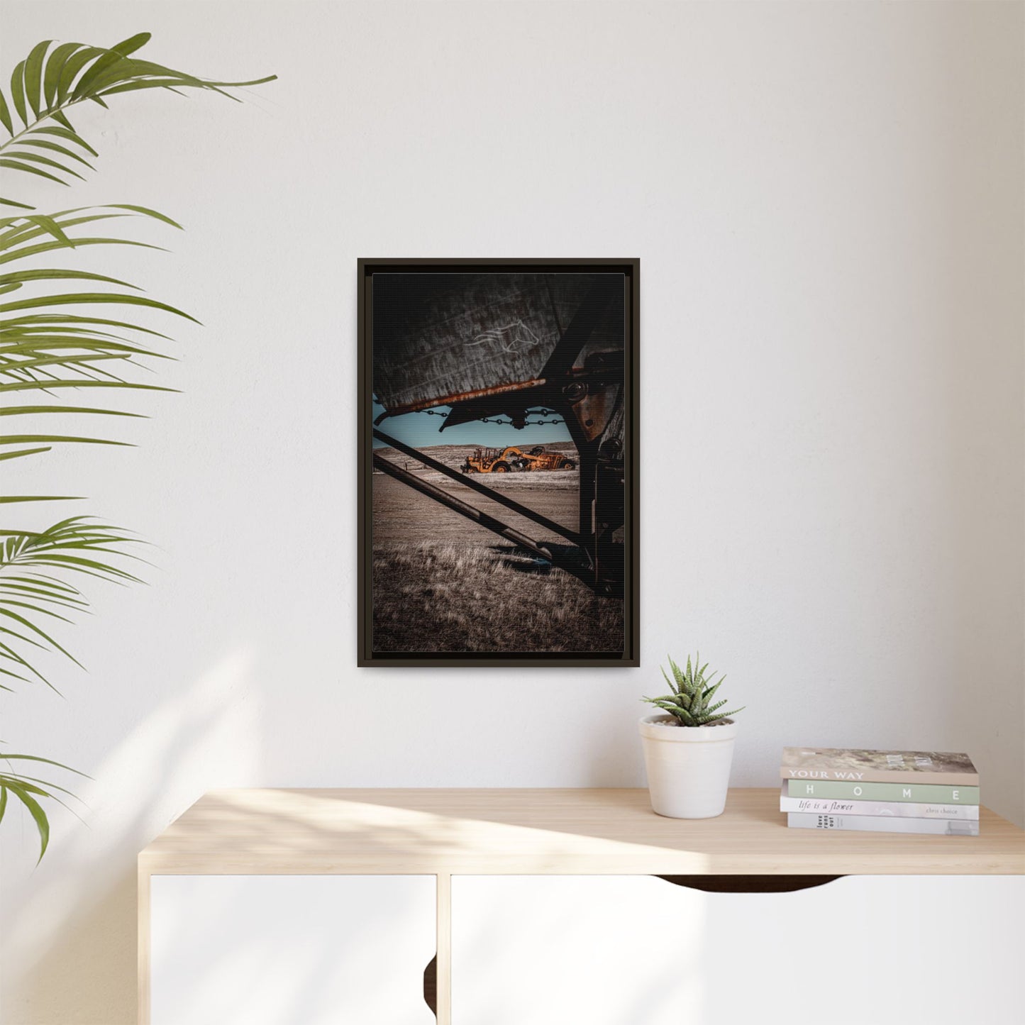 Rustic Yellow John Deer Framed Canvas