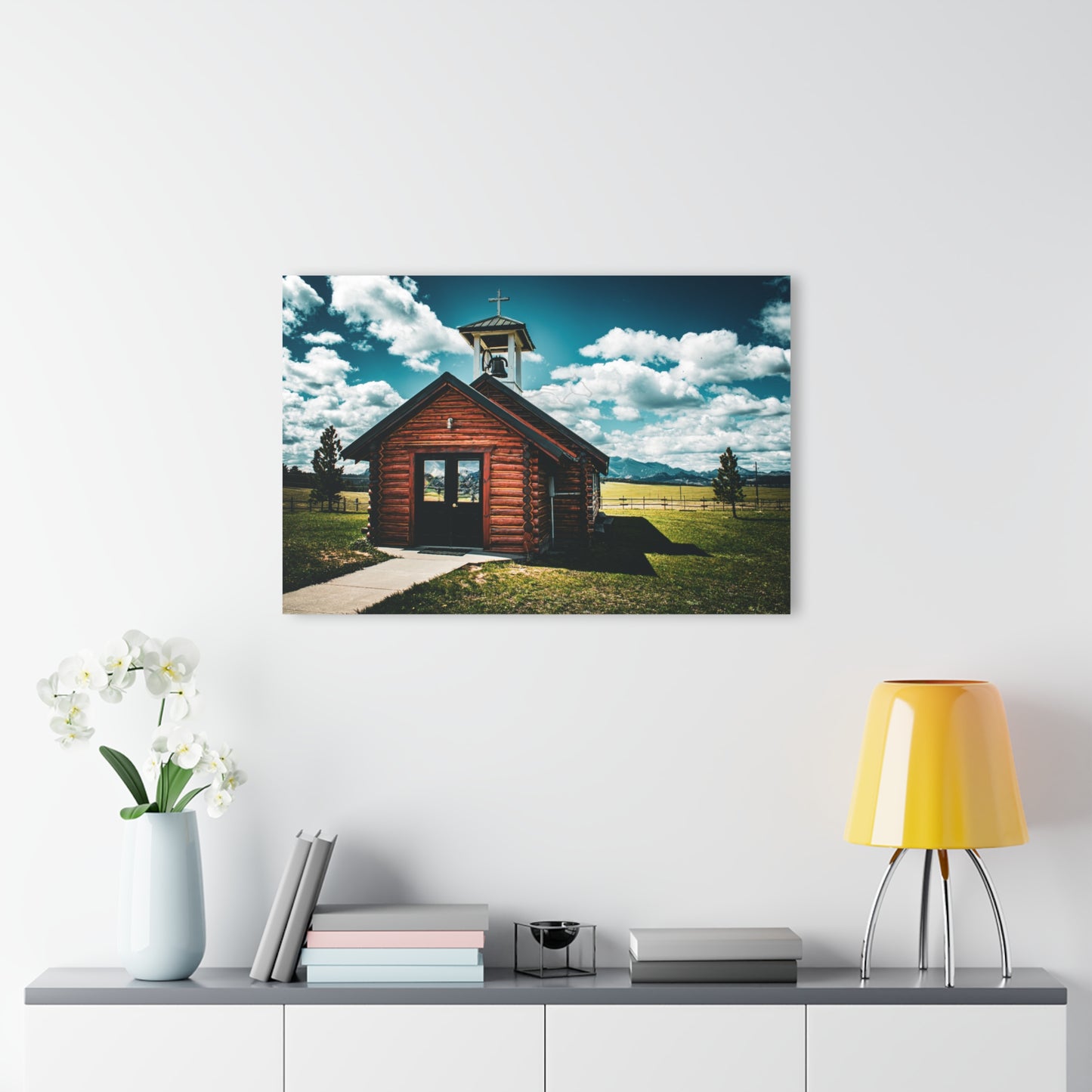 Rustic Mountain View Church Acrylic