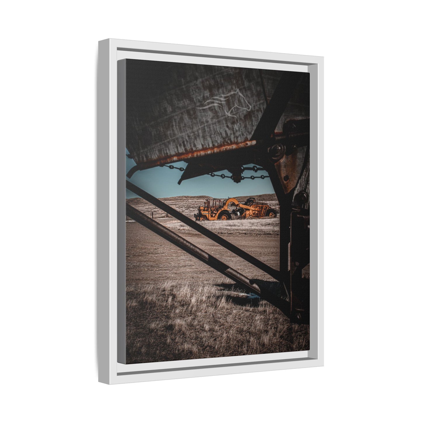 Rustic Yellow John Deer Framed Canvas