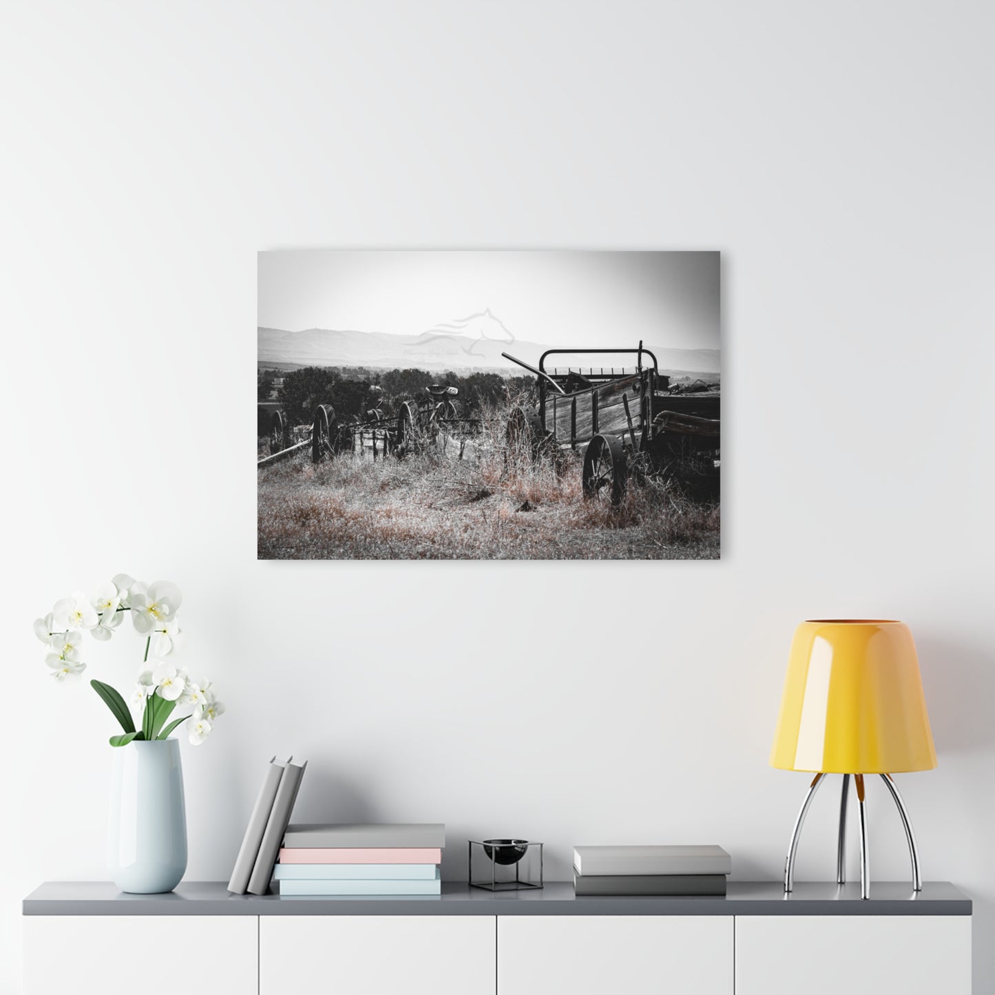 Rustic Black and White Wagon Acrylic