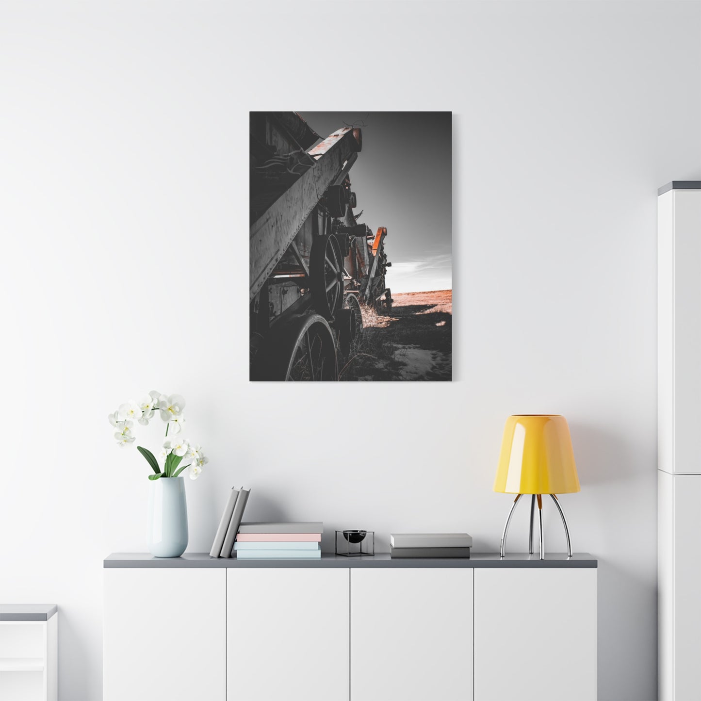 Black and Rusty Farm Equipment Canvas