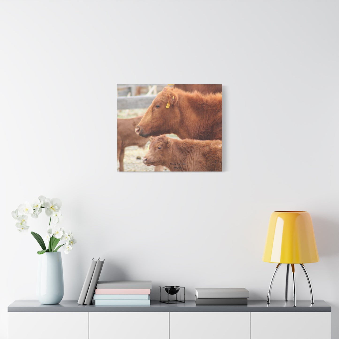 Momma and Baby Calf Matte Canvas, Stretched, 1.25"