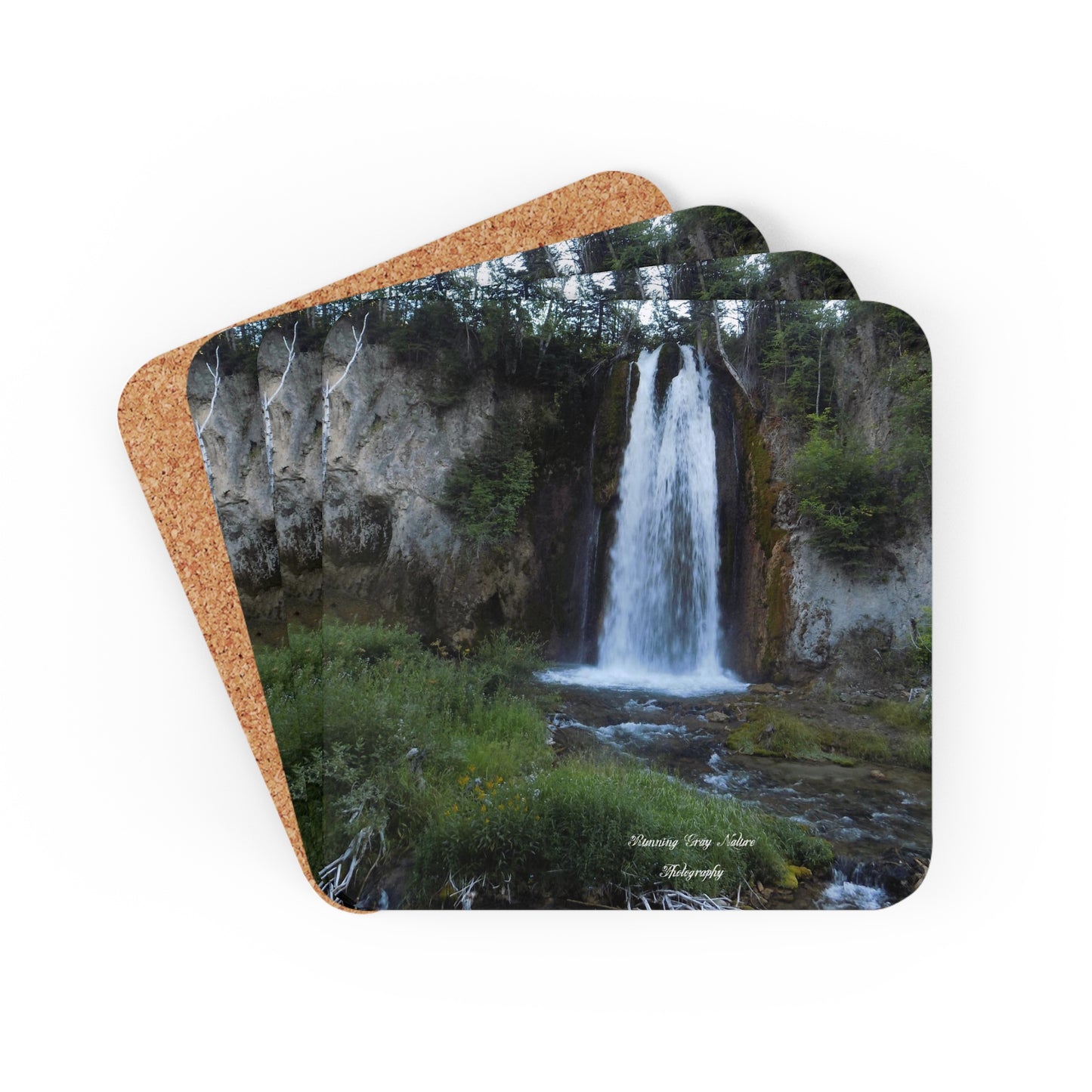 Spearfish Cayon Waterfall Corkwood Coaster Set