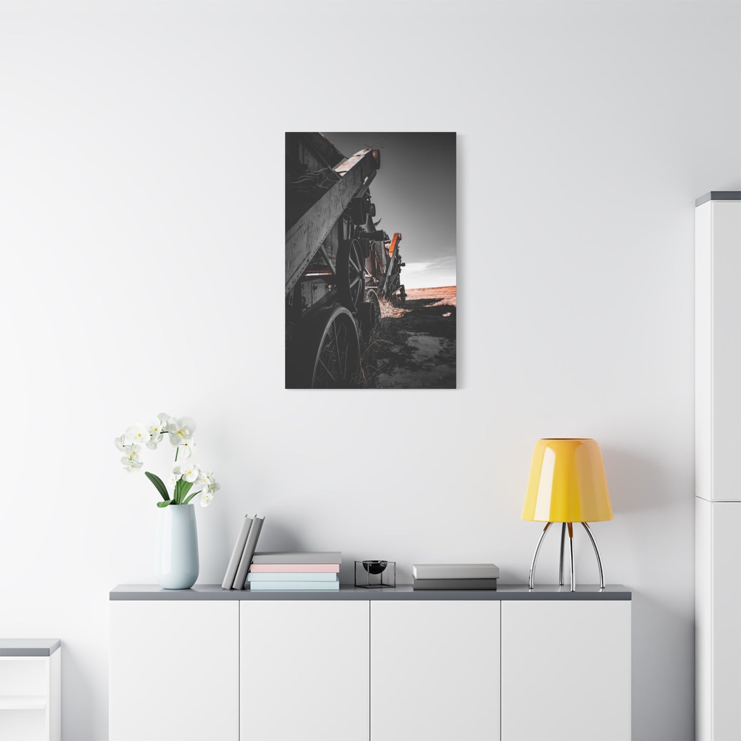 Black and Rusty Farm Equipment Canvas