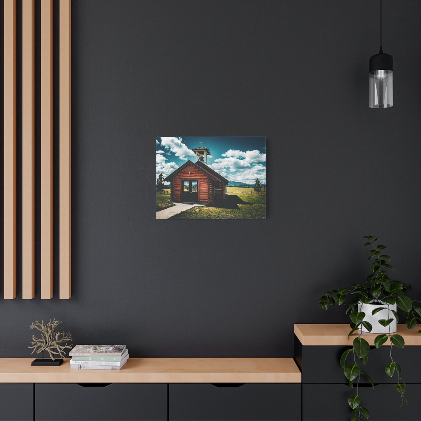 Rustic Mountain View Church Canvas
