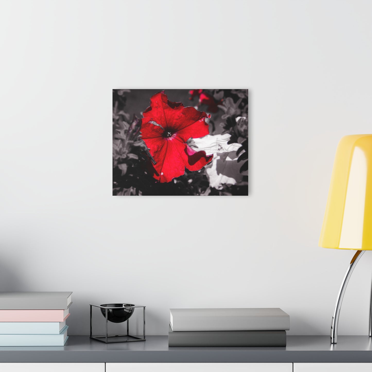 Black and Red Flower Acrylic