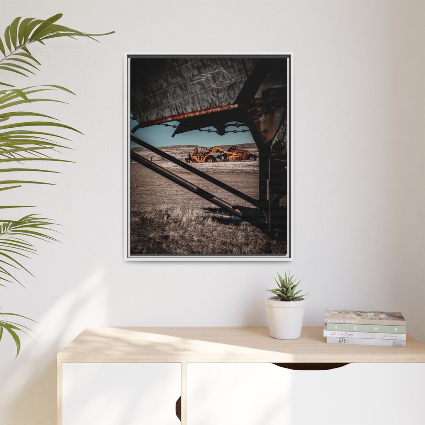 Rustic Yellow John Deer Framed Canvas