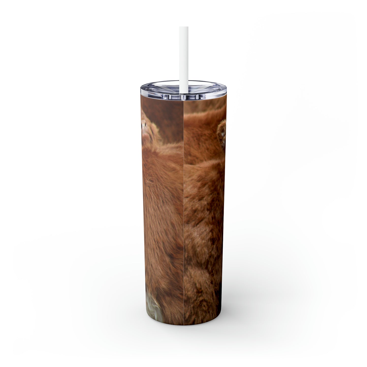 Red, White-Faced Calf Skinny Tumbler with Straw, 20oz