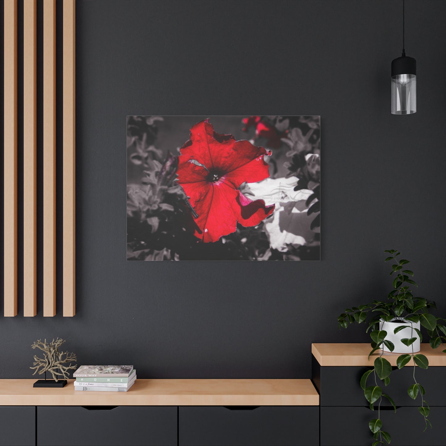 Black and Red Flower Canvas