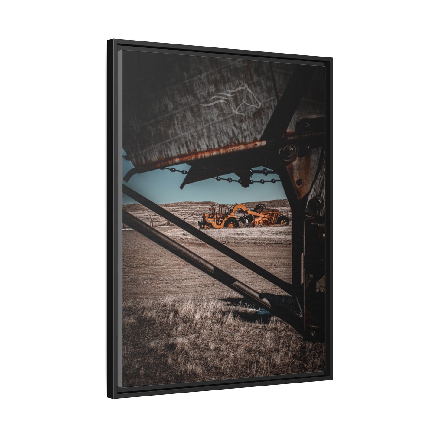 Rustic Yellow John Deer Framed Canvas