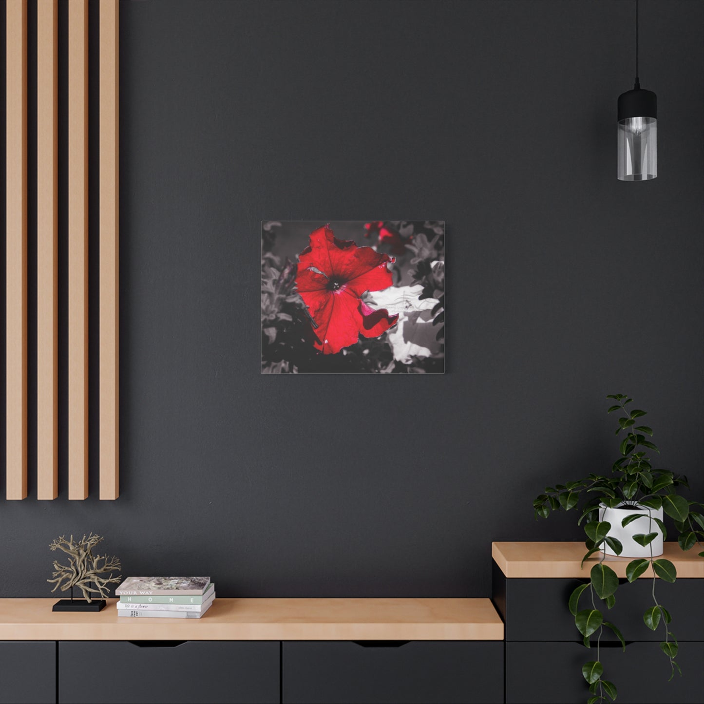 Black and Red Flower Canvas