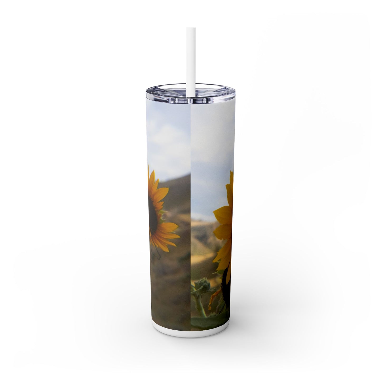 Sun Flowers Skinny Tumbler with Straw, 20oz