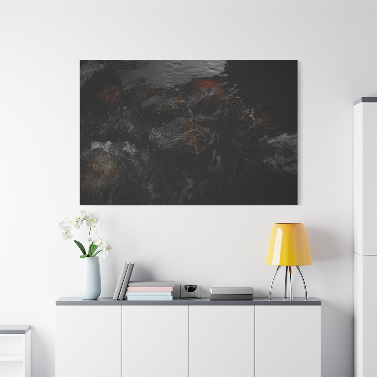 Dark Water Rocks Canvas