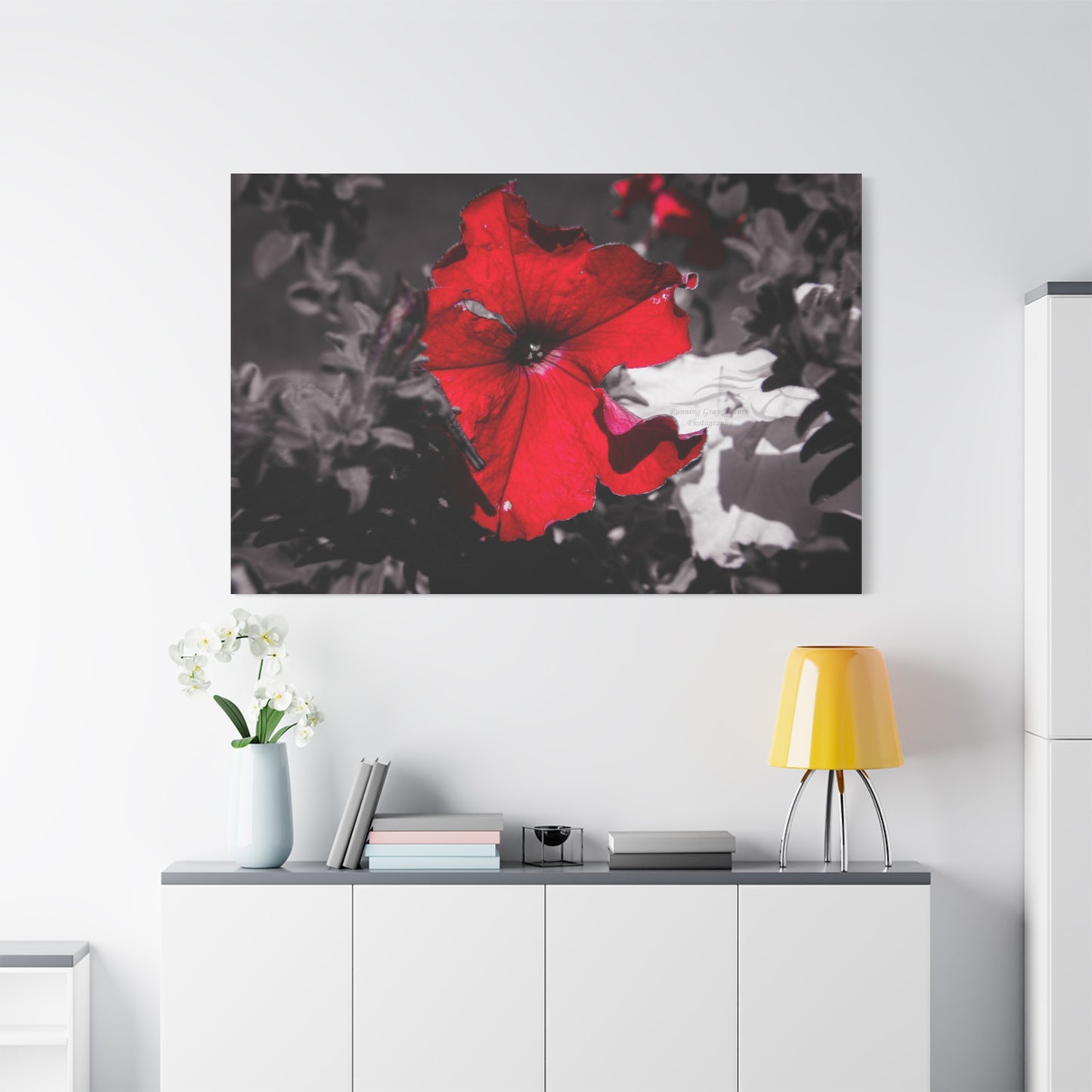 Black and Red Flower Canvas