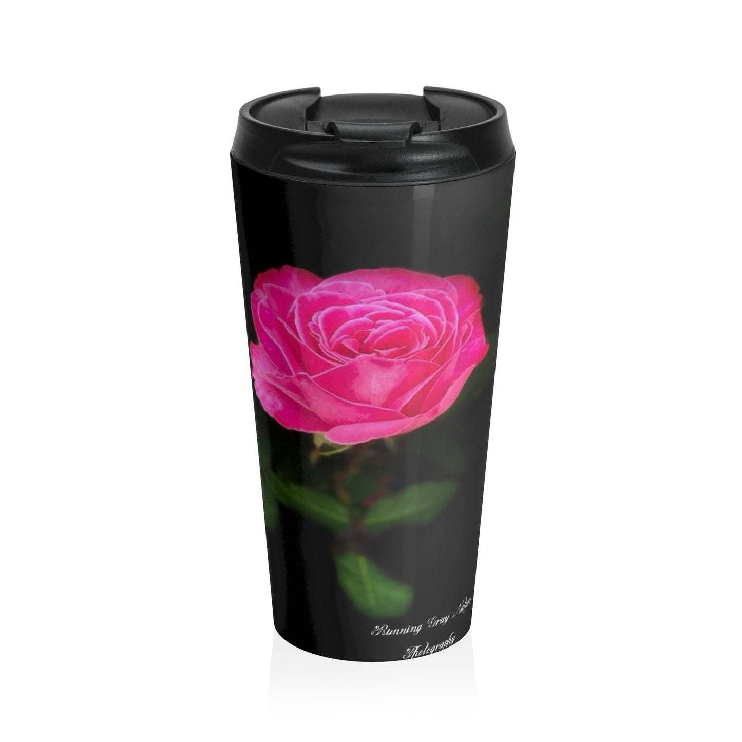 A Pink Peace Rose Stainless Steel Travel Mug