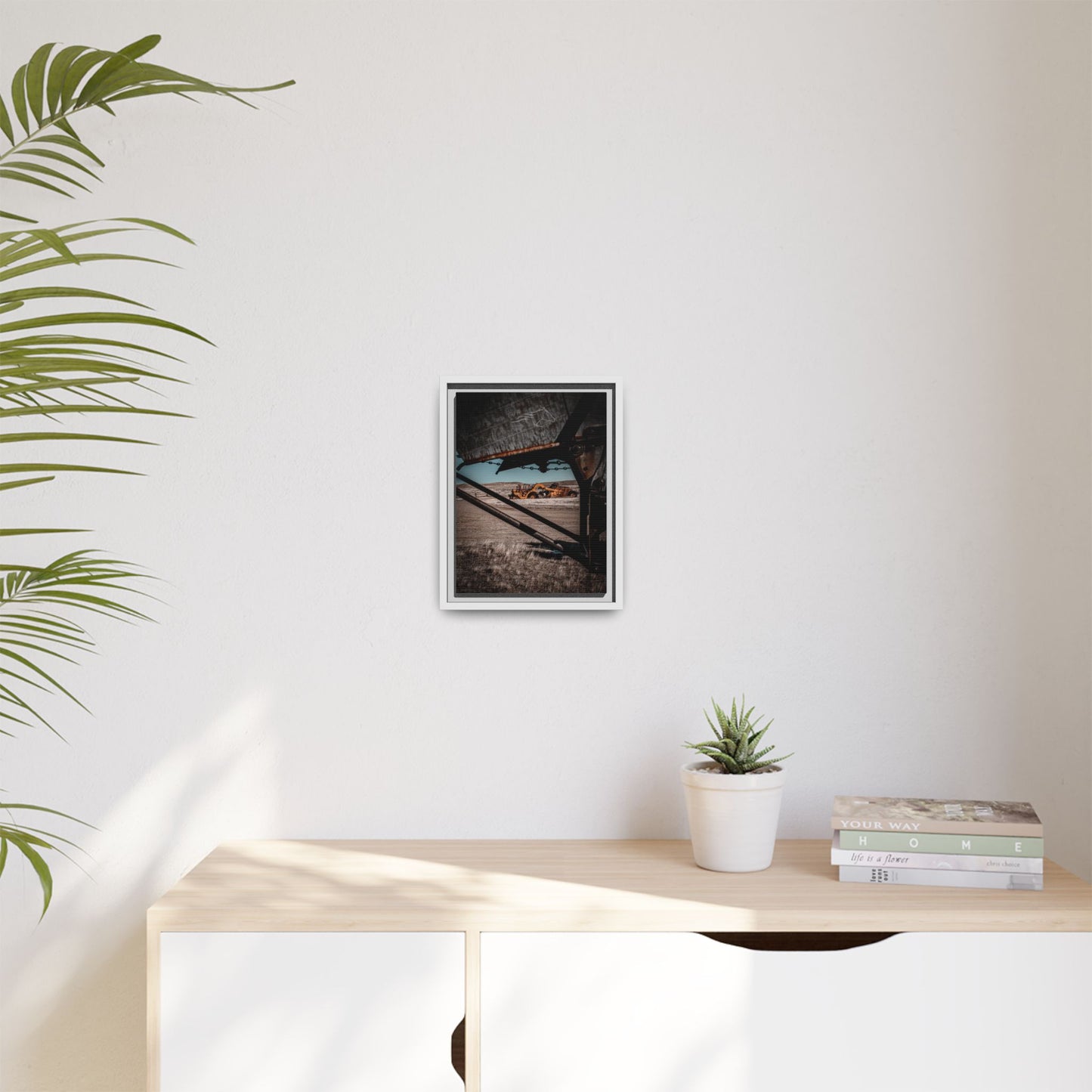 Rustic Yellow John Deer Framed Canvas
