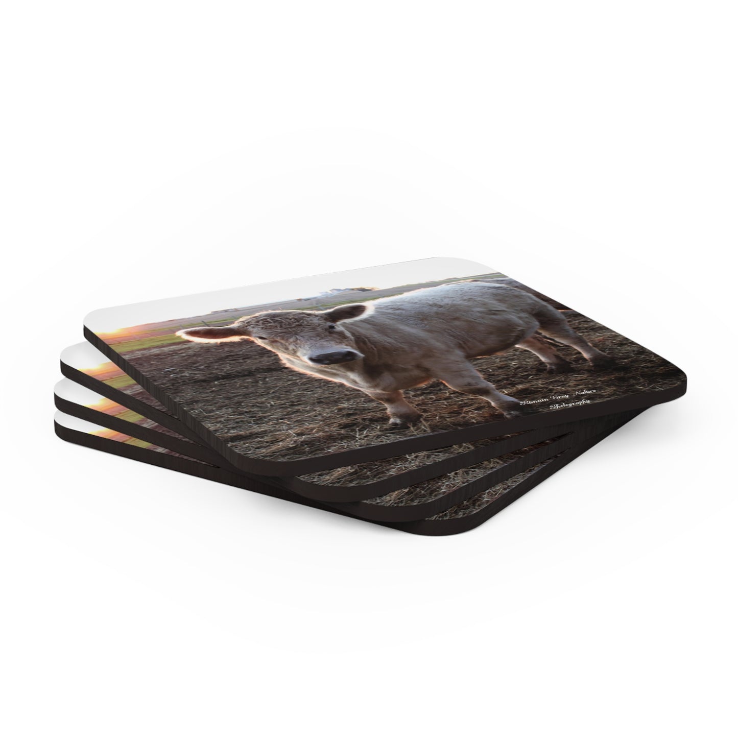 Marshmallow Sunset Corkwood Coaster Set