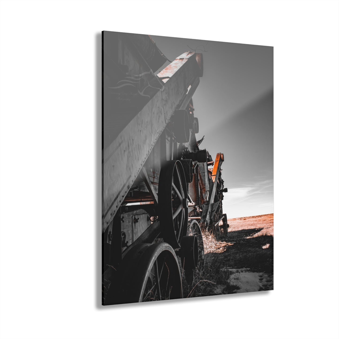 Black and Rusty Farm Equipment Acrylic