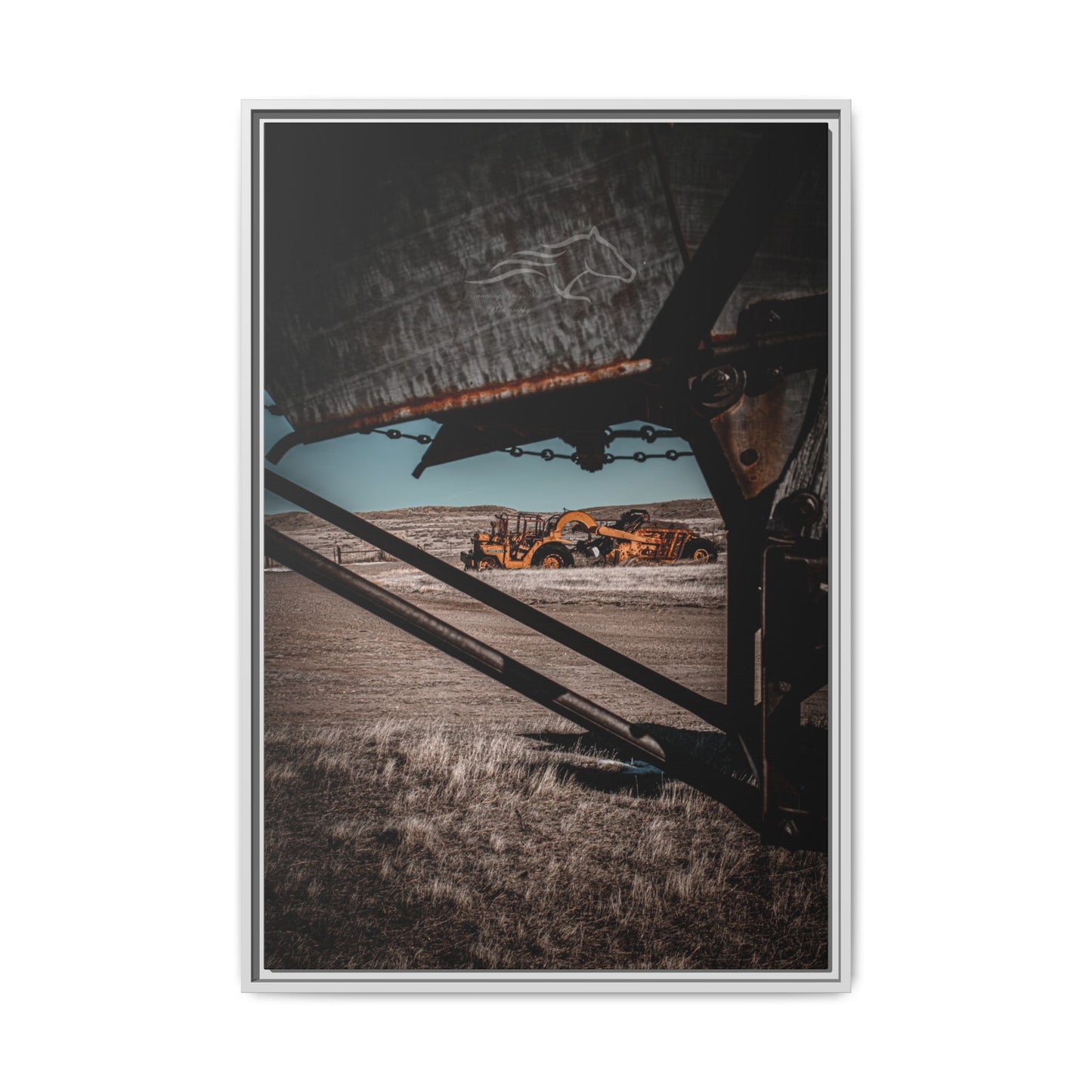Rustic Yellow John Deer Framed Canvas