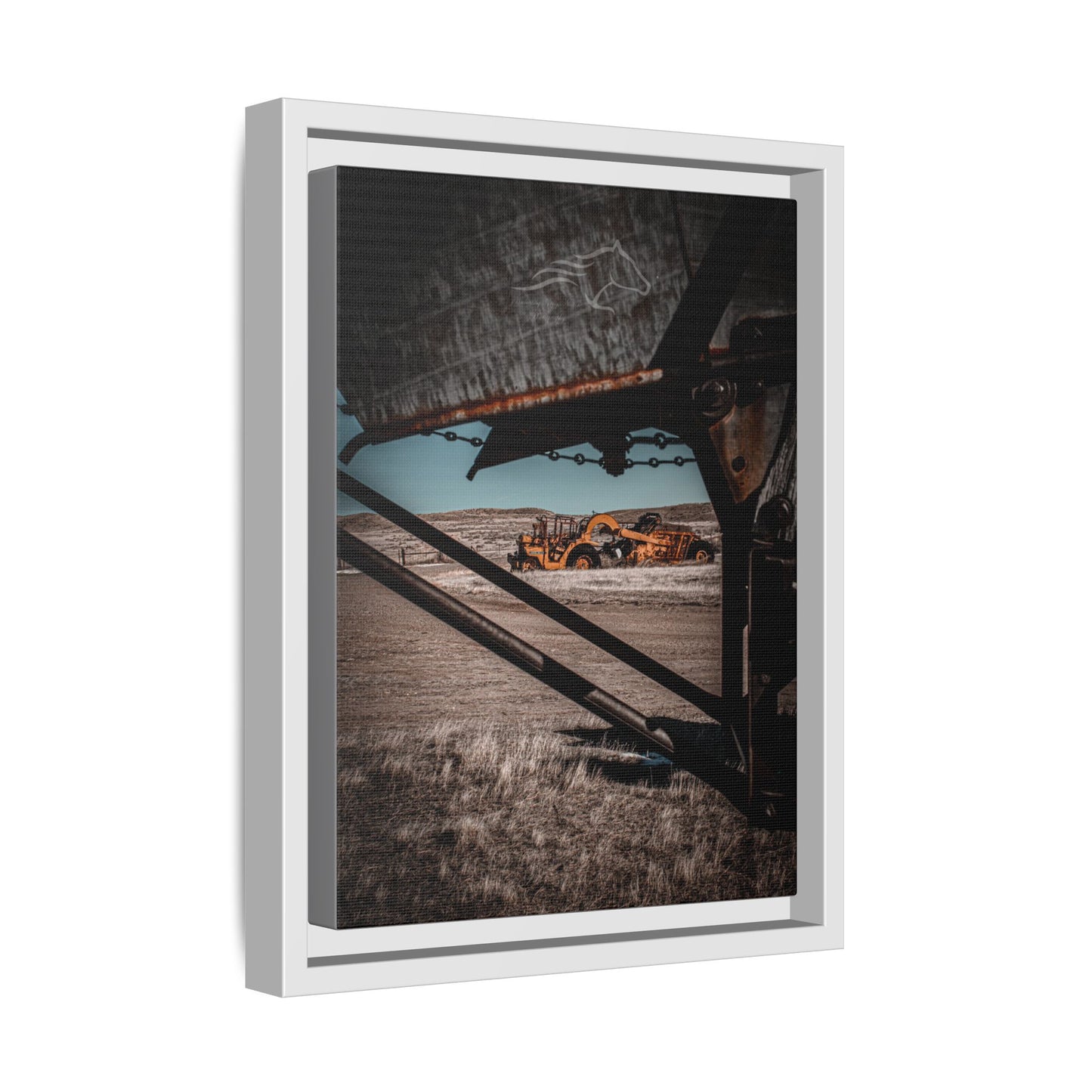 Rustic Yellow John Deer Framed Canvas