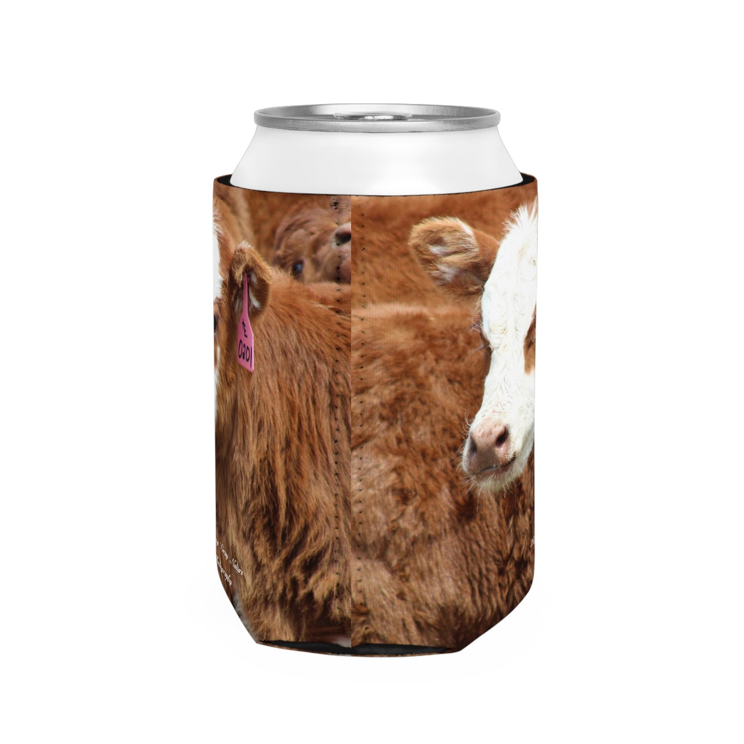 Red, White-Faced Calf Can Koozie Sleeve