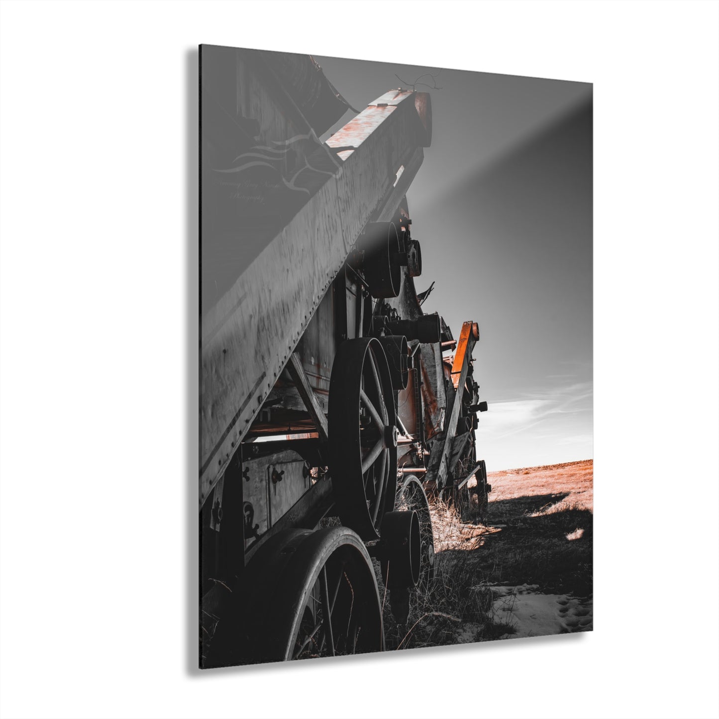 Black and Rusty Farm Equipment Acrylic