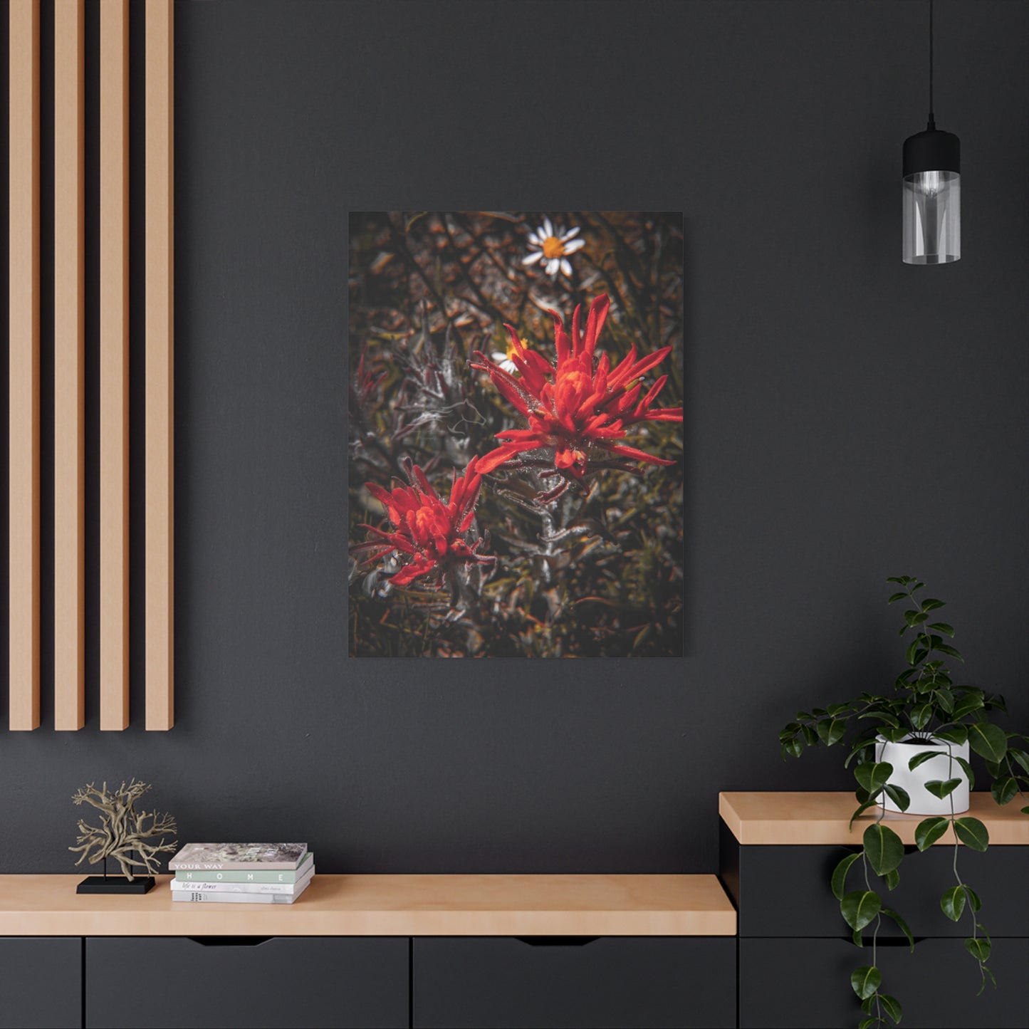 Black and Red Indian Paint Brush Canvas