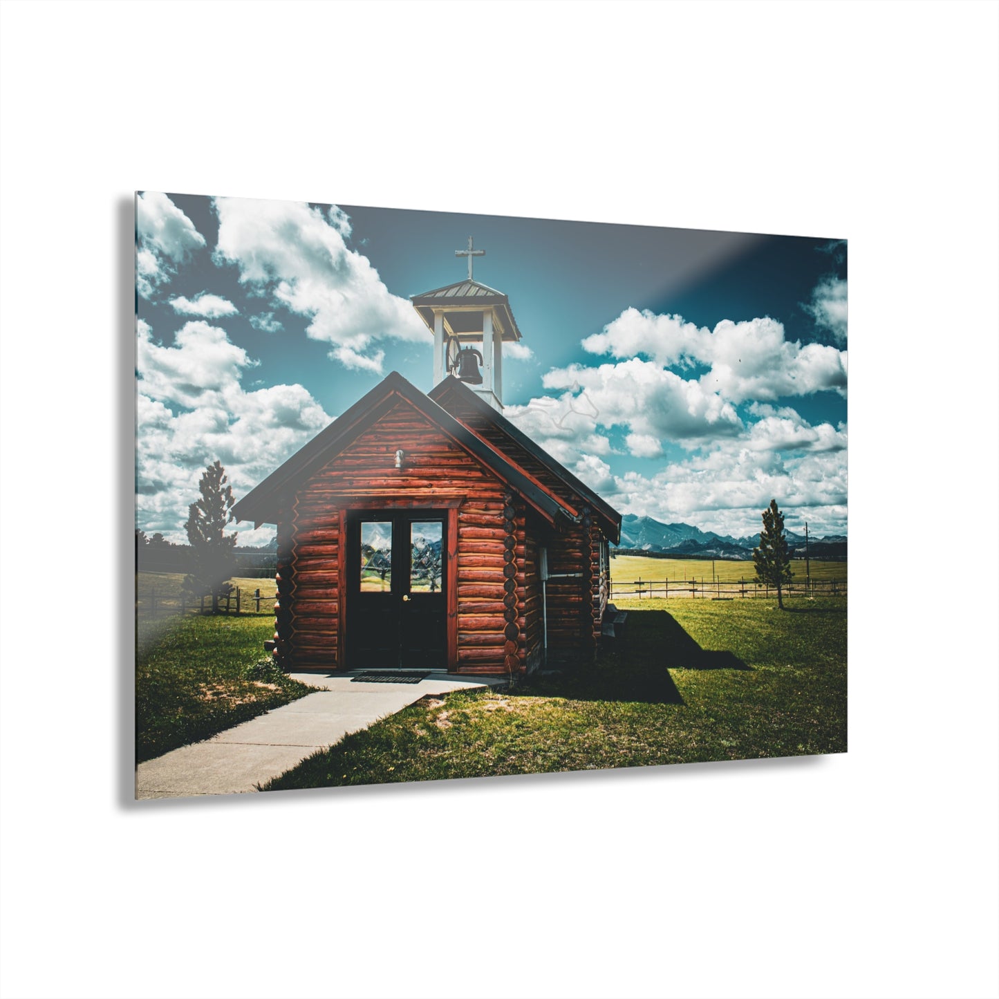 Rustic Mountain View Church Acrylic