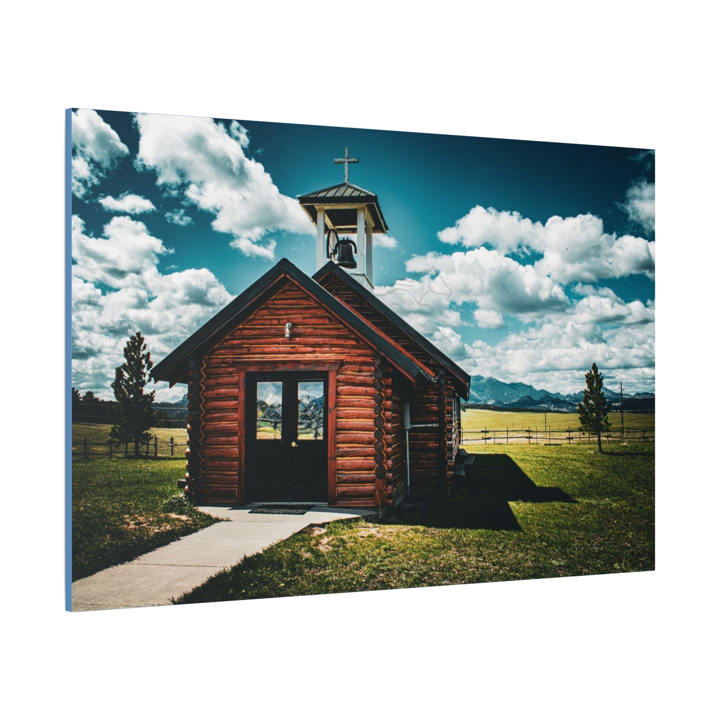 Rustic Mountain View Church Canvas