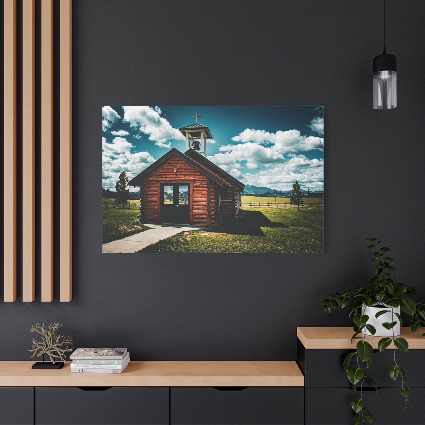 Rustic Mountain View Church Canvas