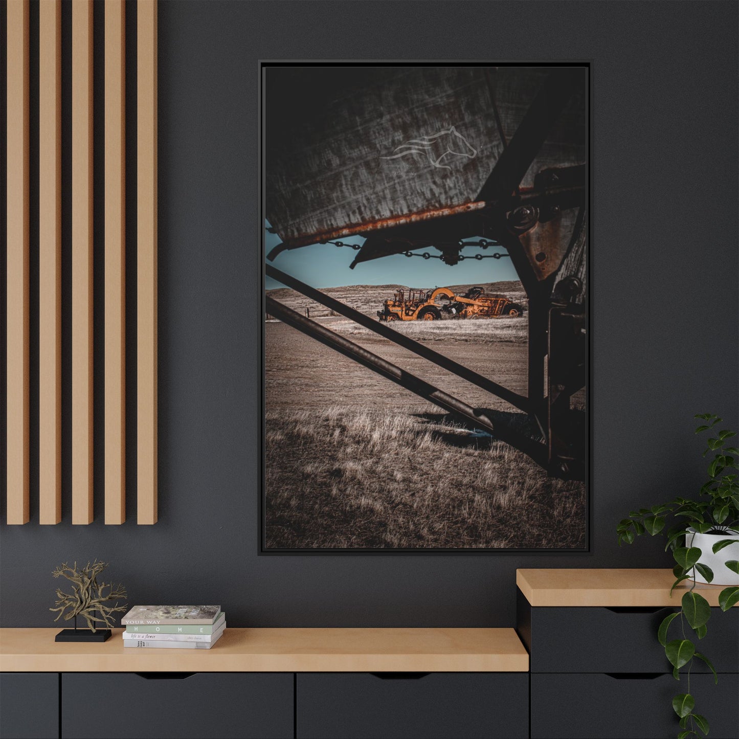 Rustic Yellow John Deer Framed Canvas