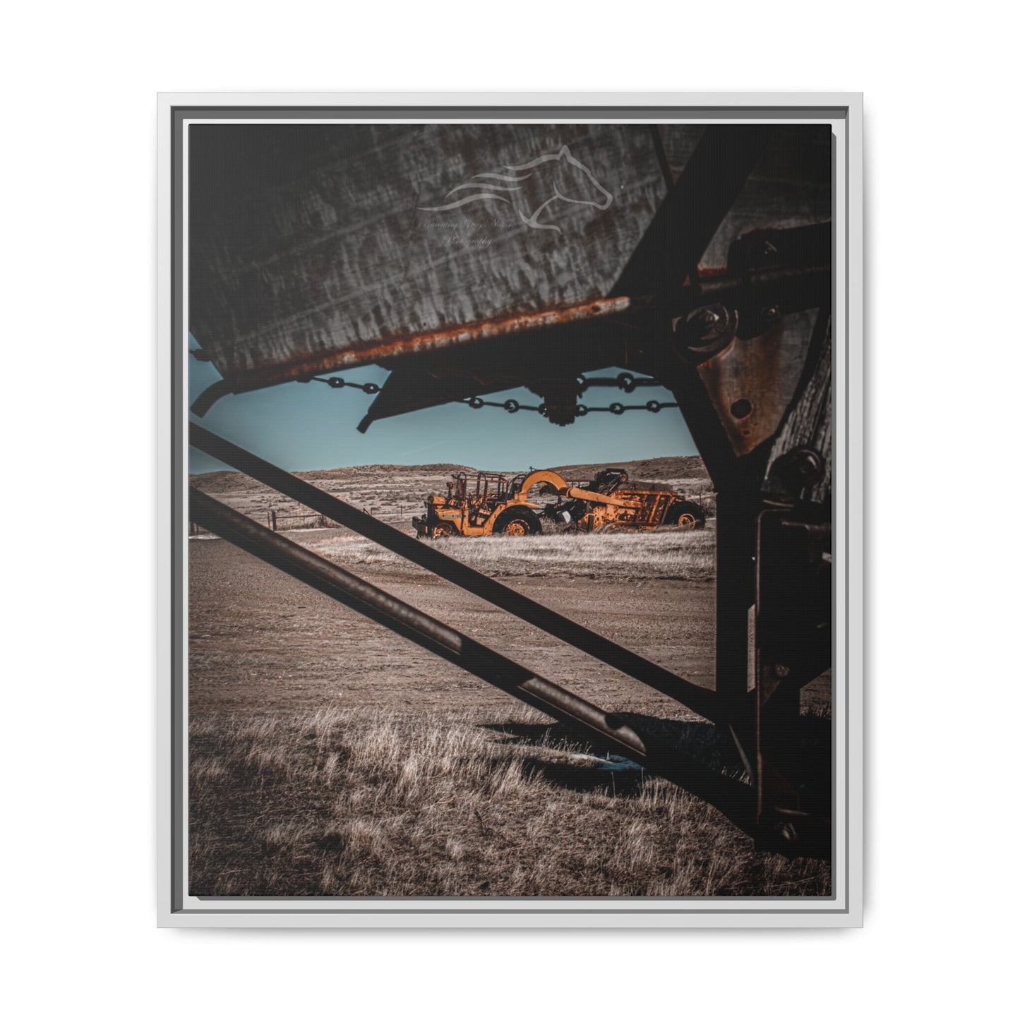 Rustic Yellow John Deer Framed Canvas