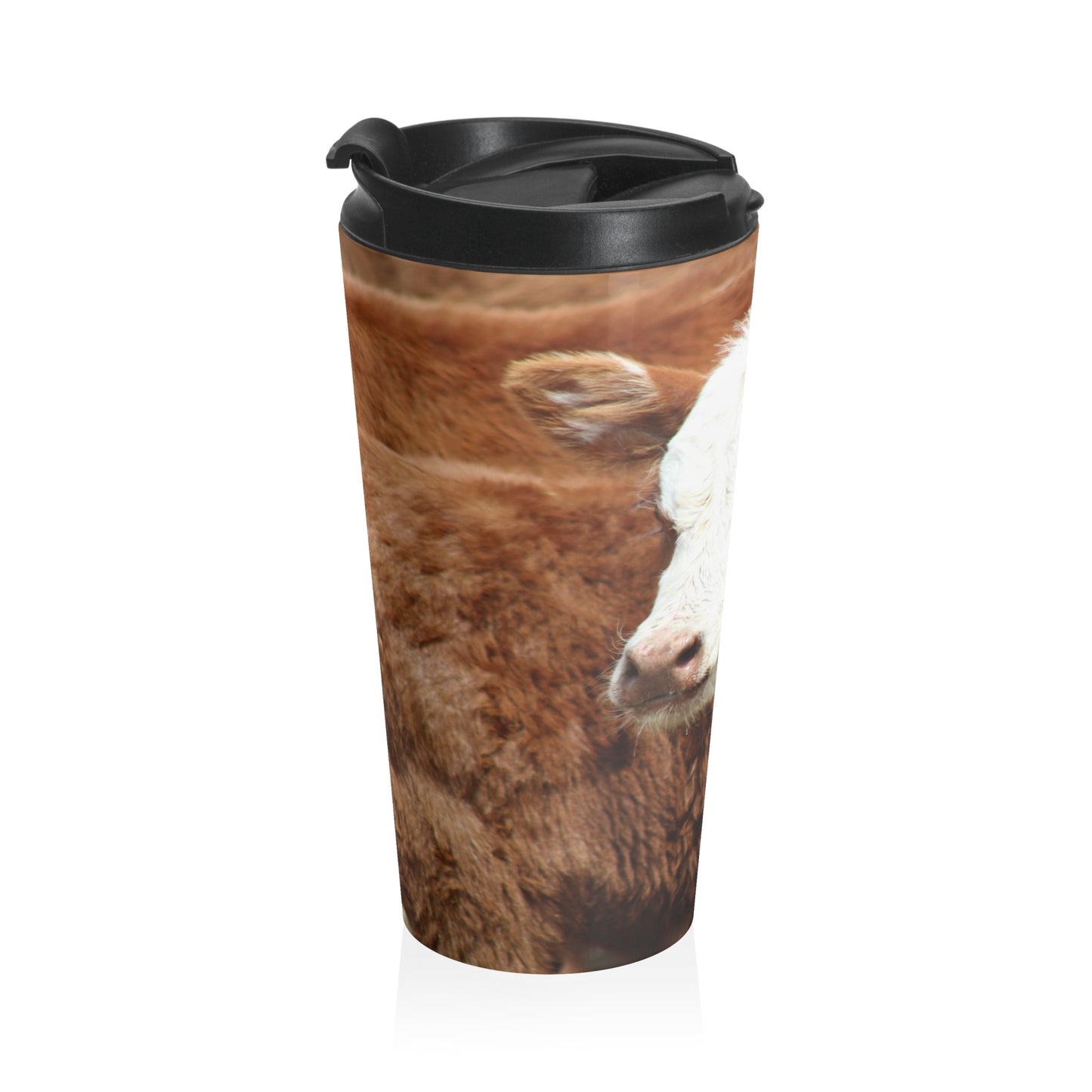 Red, White-Faced Calf Stainless Steel Travel Mug