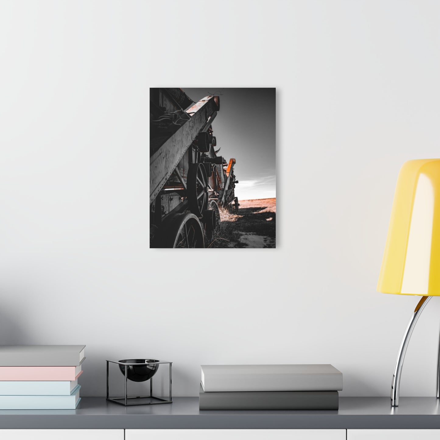 Black and Rusty Farm Equipment Acrylic