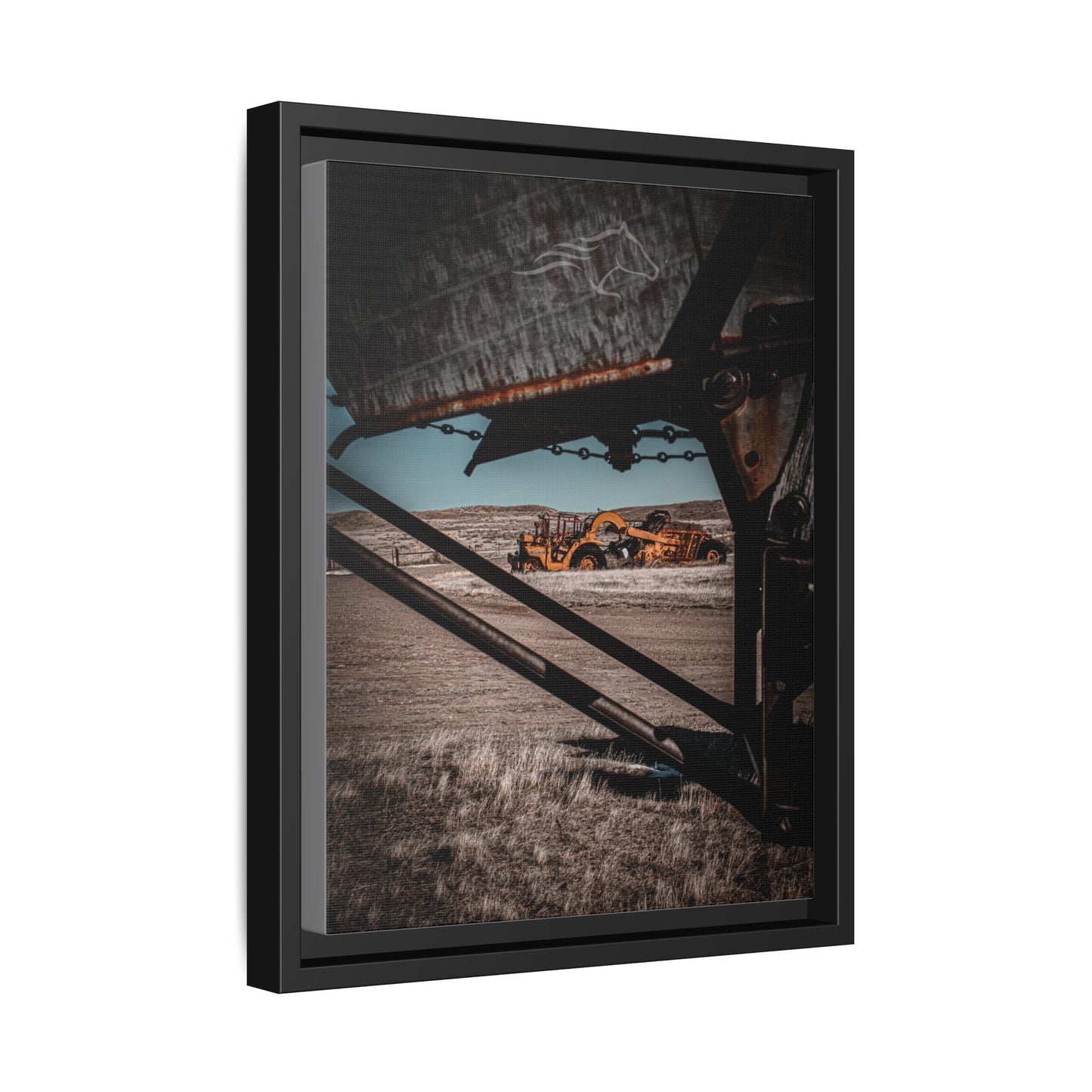 Rustic Yellow John Deer Framed Canvas