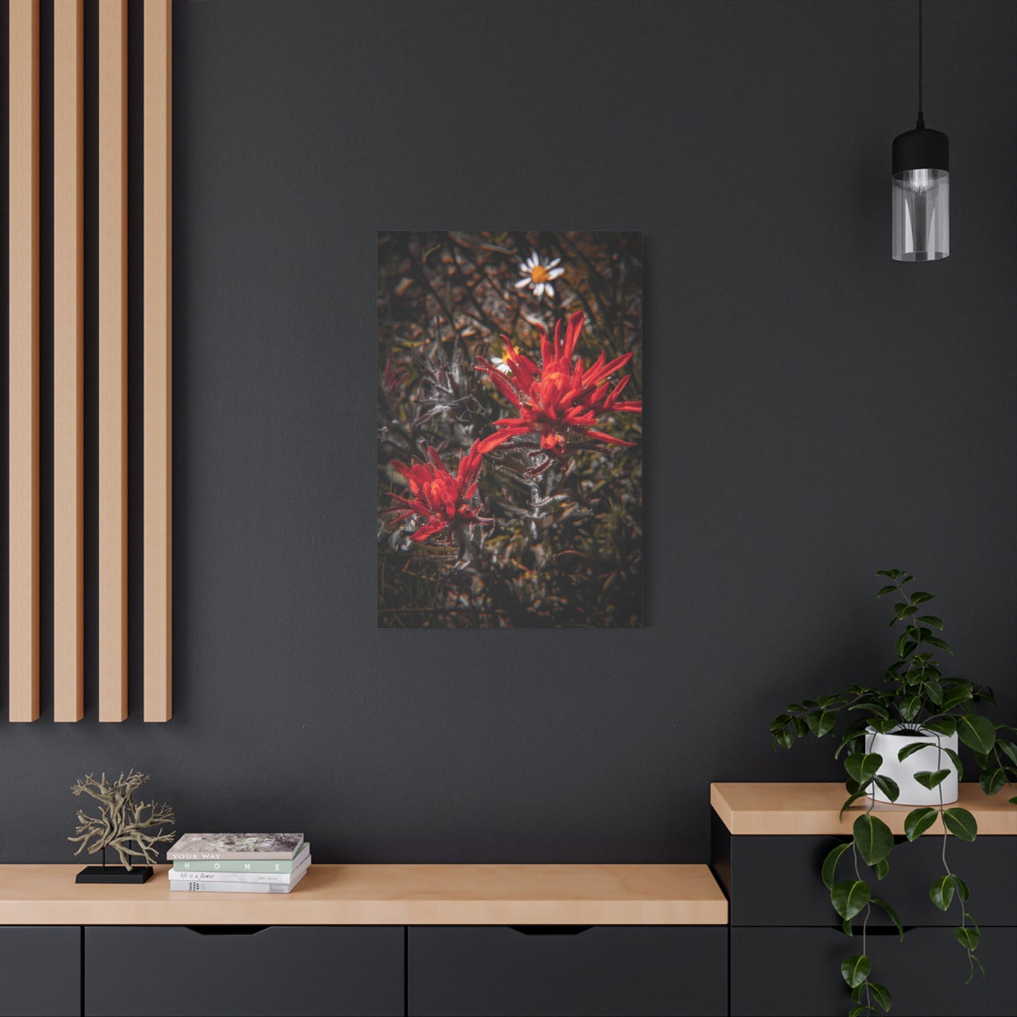Black and Red Indian Paint Brush Canvas