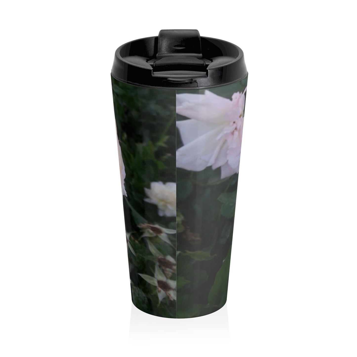 White Roses Stainless Steel Travel Mug