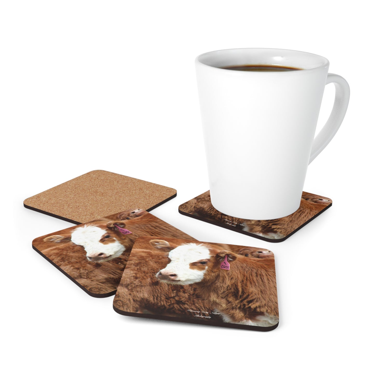 Red, White-Faced Calf Coasters