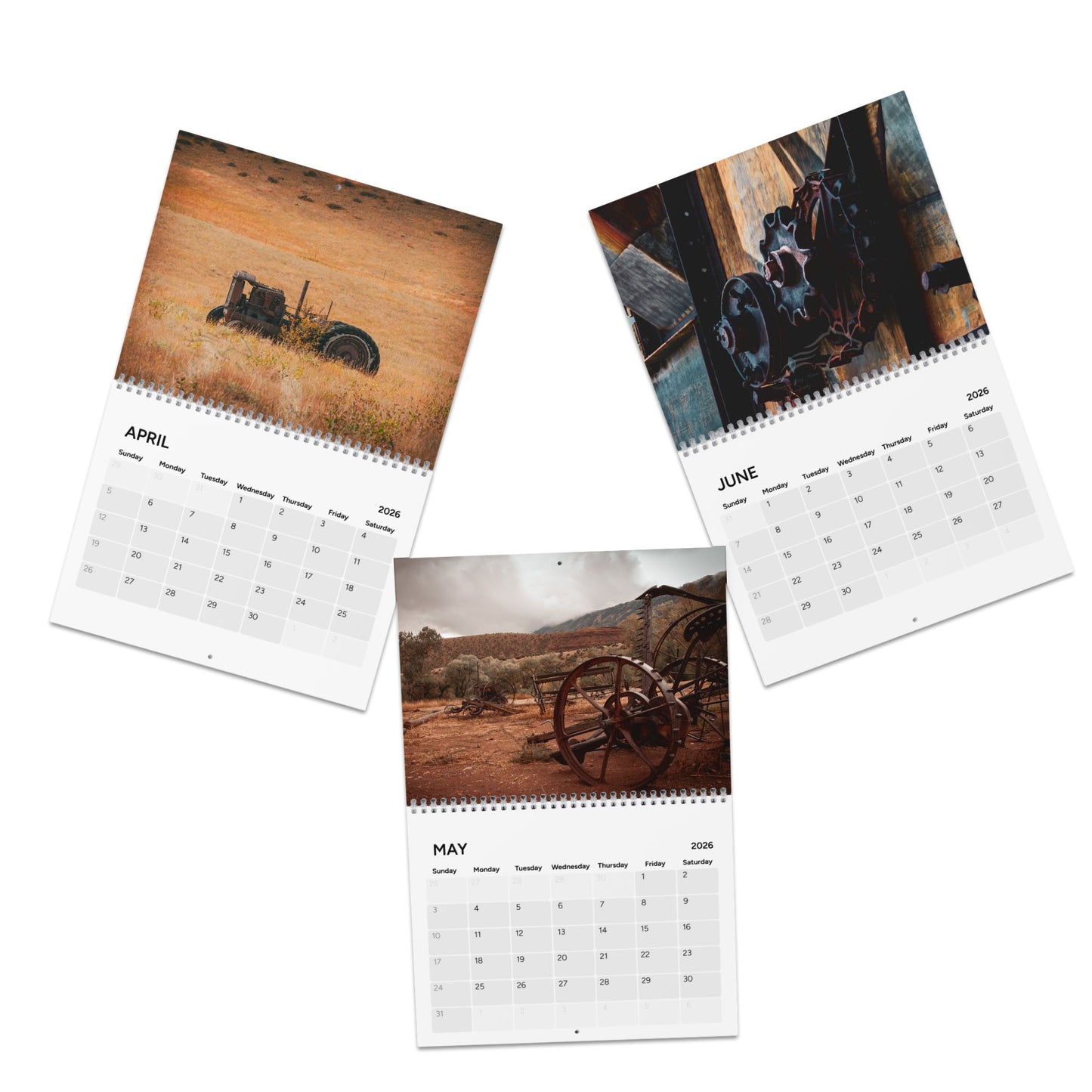 Old Fashion 2026 Wall Calendar — Rustic Tractor & Country Scenes
