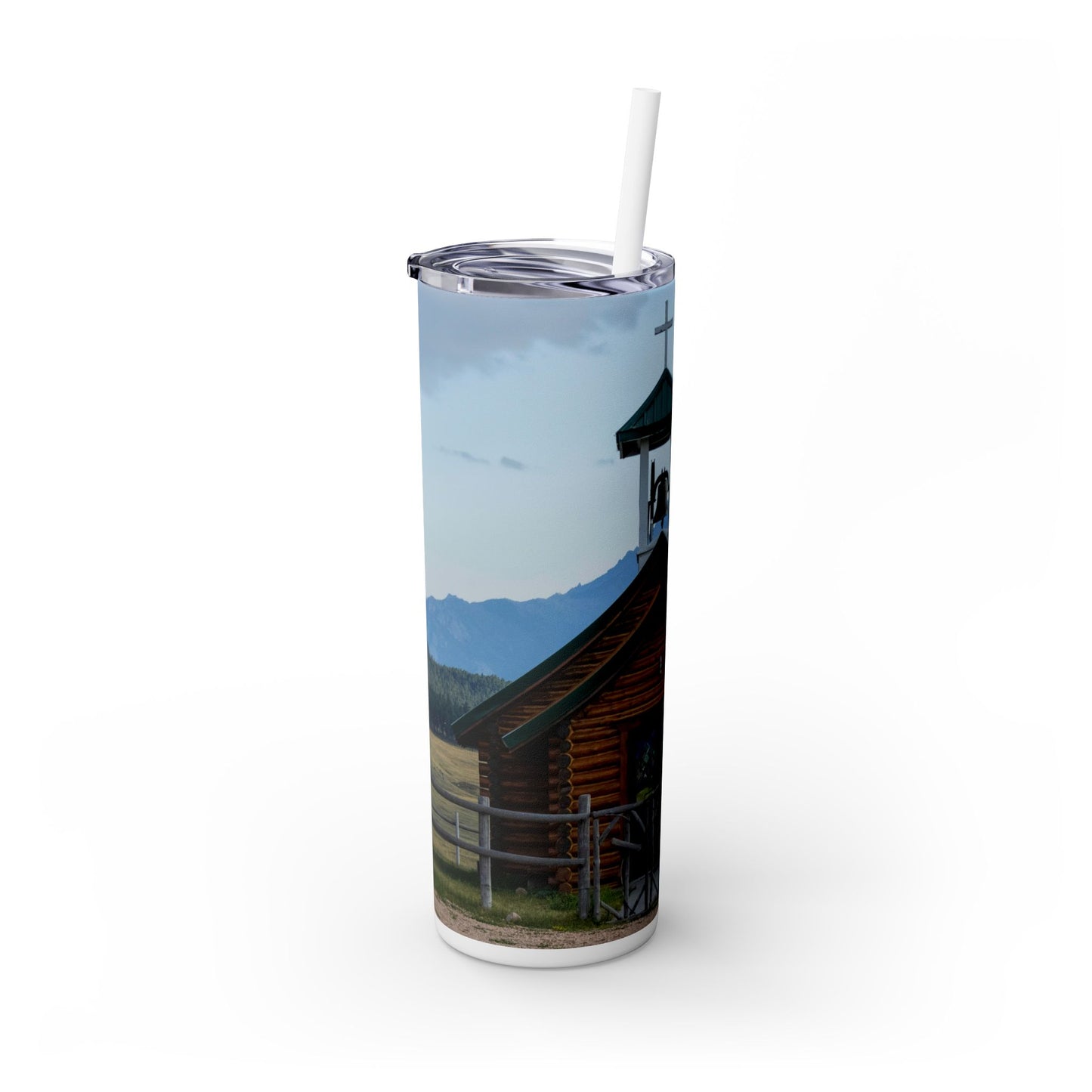 Painted Church Skinny Tumbler with Straw, 20oz