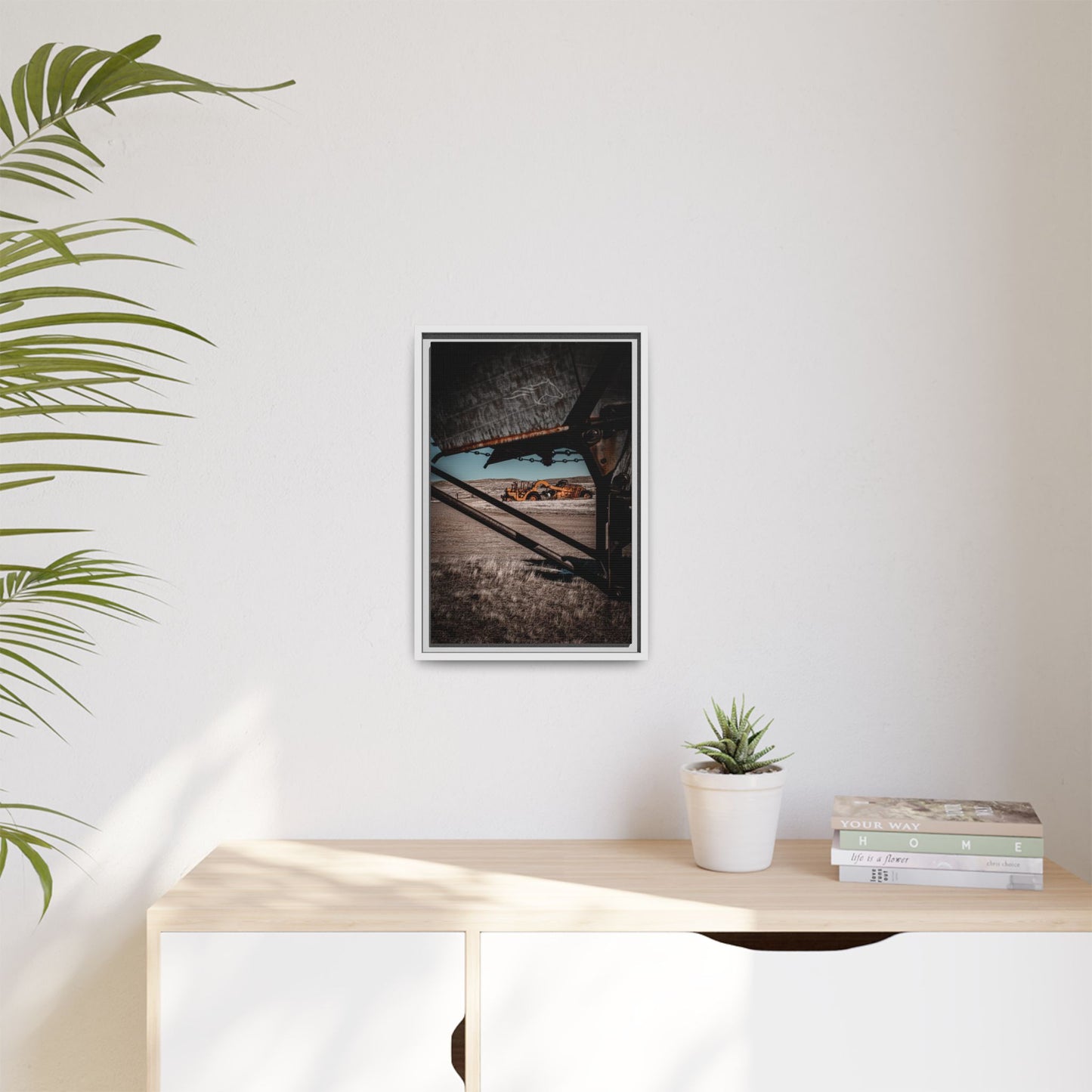 Rustic Yellow John Deer Framed Canvas