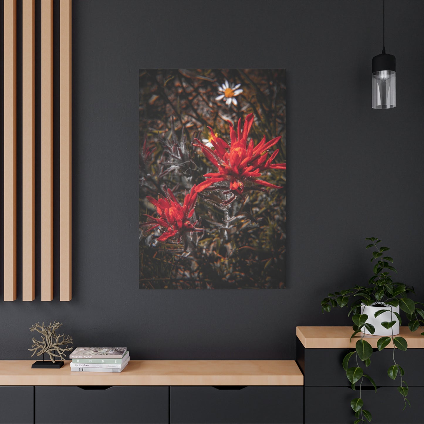 Black and Red Indian Paint Brush Canvas