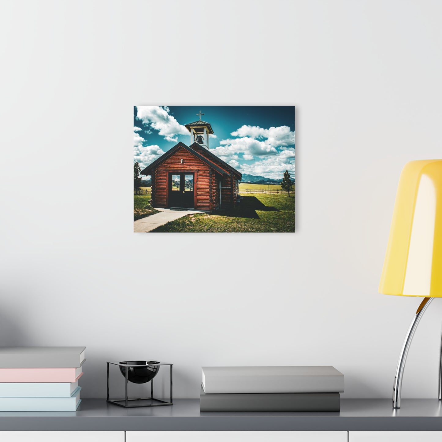 Rustic Mountain View Church Acrylic